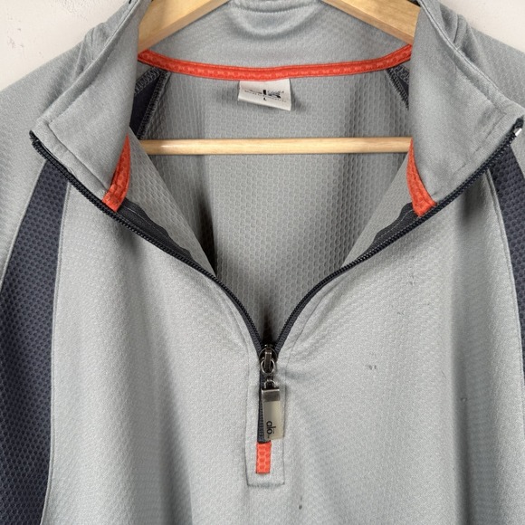 Alo 1/4 Zip Jacket Mens Large Gray Two Tone Activewear Athleisure Rexnord Logo - Picture 2 of 10